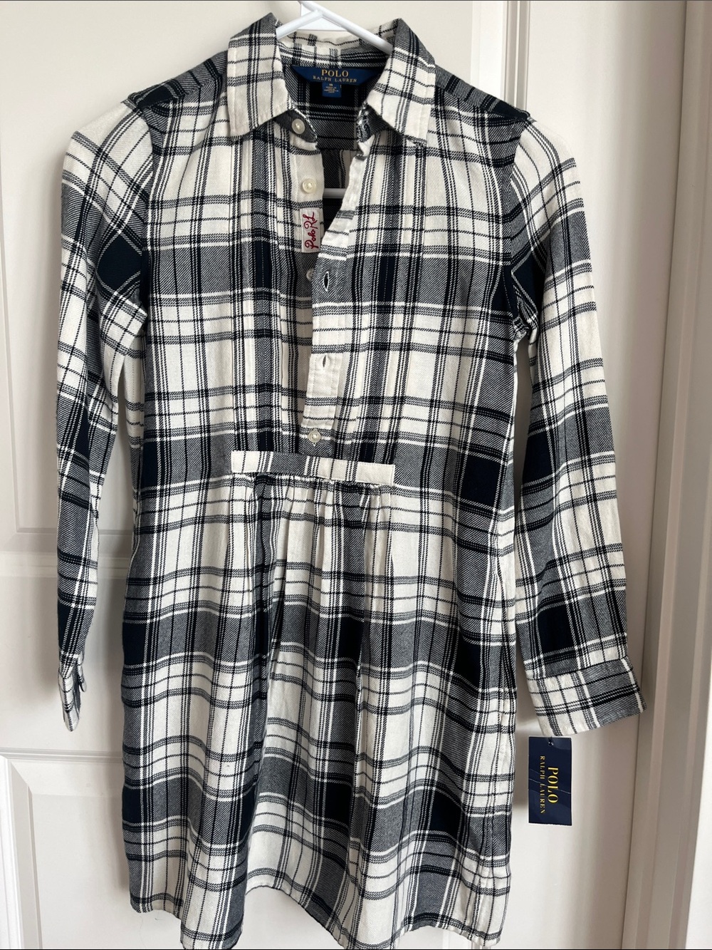 Polo by‎ Ralph Lauren Black and White Plaid Button-Up, Size 10